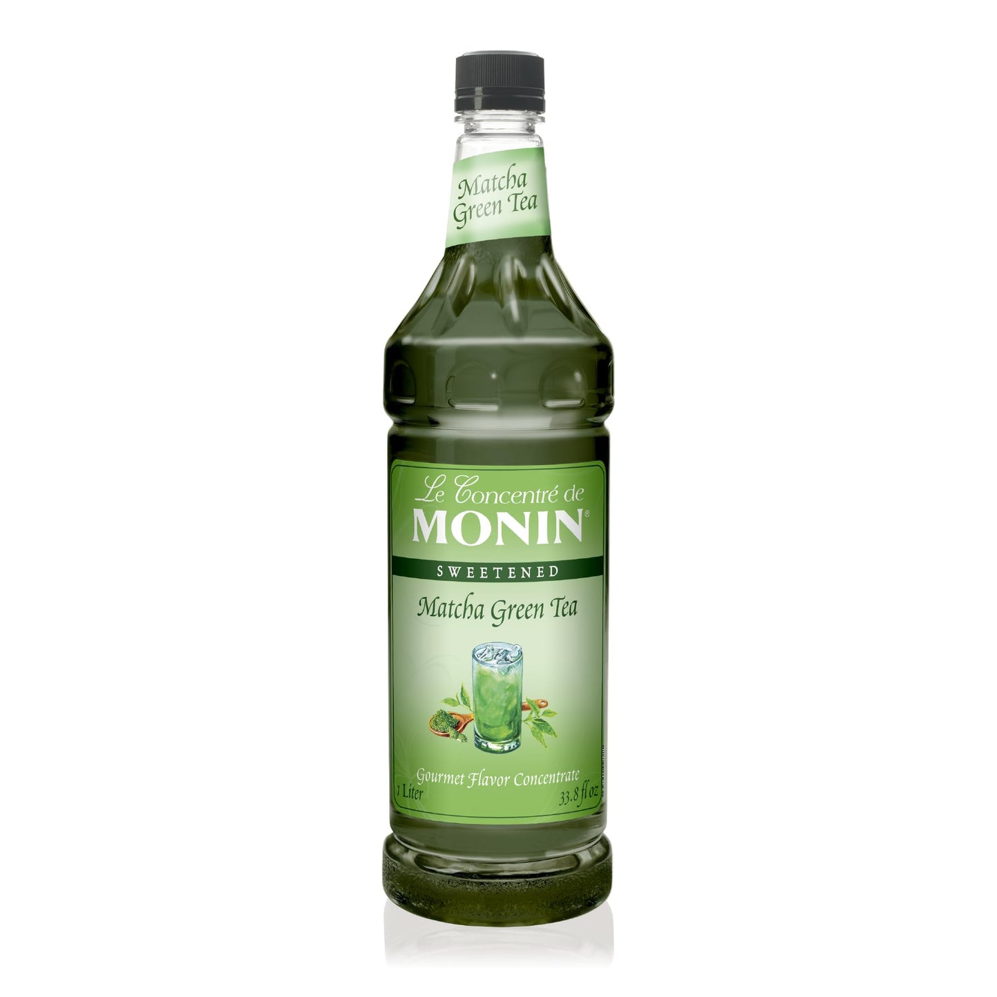 Monin Matcha Green Tea Concentrate, Organic Japanese Matcha, 40mg Caffeine, 33.8 Fl Oz, Non-GMO, Gluten-Free, Plastic Bottle