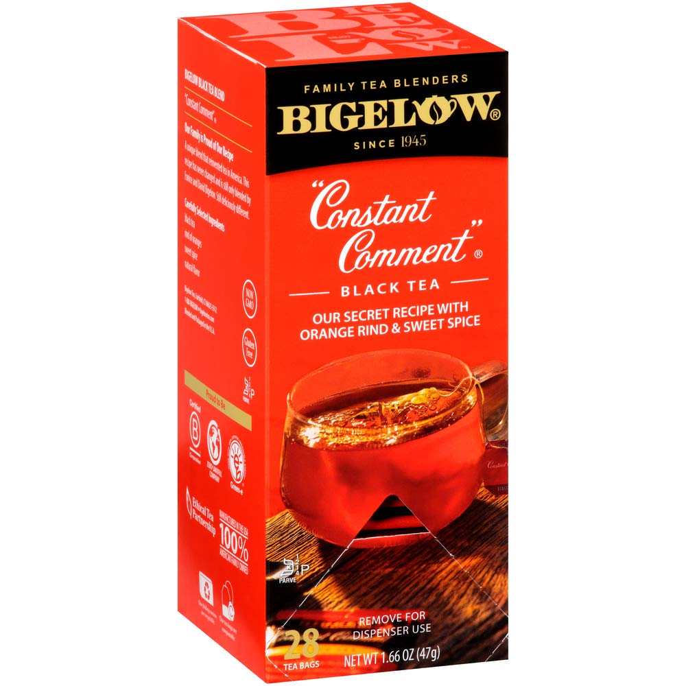 Bigelow Tea Constant Comment Spiced Black Tea, 28-Count Box, Full Caffeine, Foil-Wrapped Bags