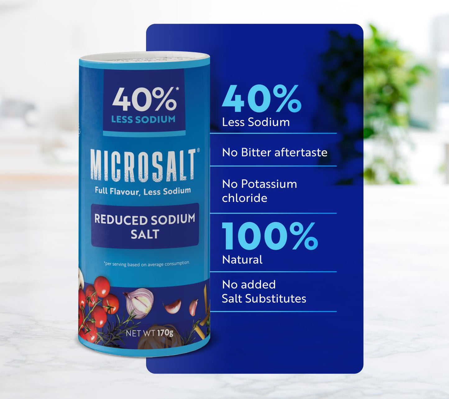 Microsalt 50% Less Sodium Salt, Regular Salt Substitute, Seasoning Salt For Snacks, Full Flavor, Less Sodium, 6 Oz