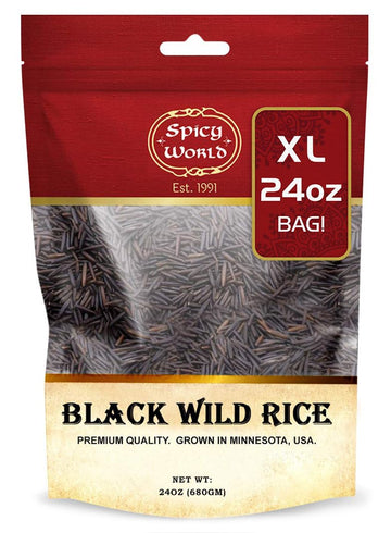 Spicy World Minnesota Grown Black Wild Rice 24Oz Bag (1.5Lb) | Premium Quality | All Natural, Hearty Grain With Rich Flavor | Perfect For Rice Dishes & Recipes