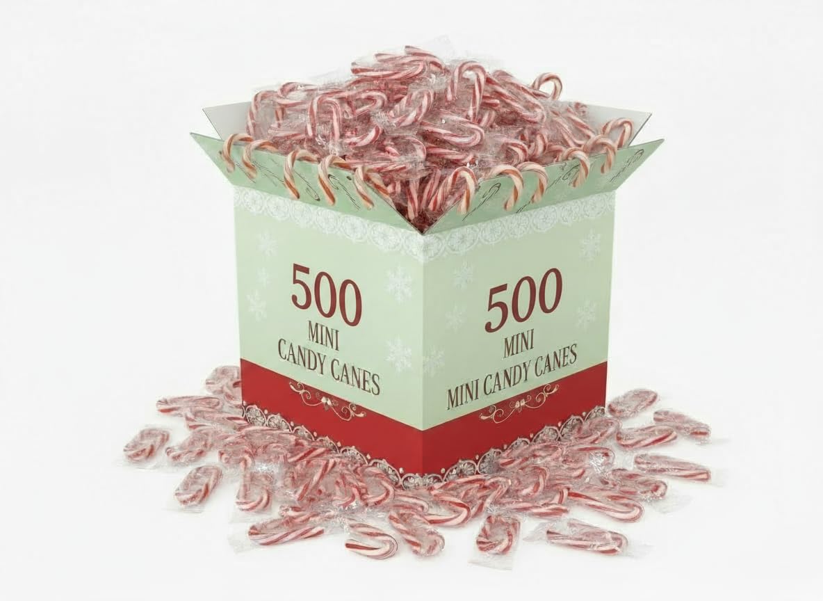 Mini Candy Canes Peppermint, Red and White, Individually Wrapped, 2 Inches each (500 Count)