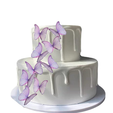 Weraru 48Pcs Edible Wafer Paper Butterflies Cupcake Topper Purple Cake Decorations
