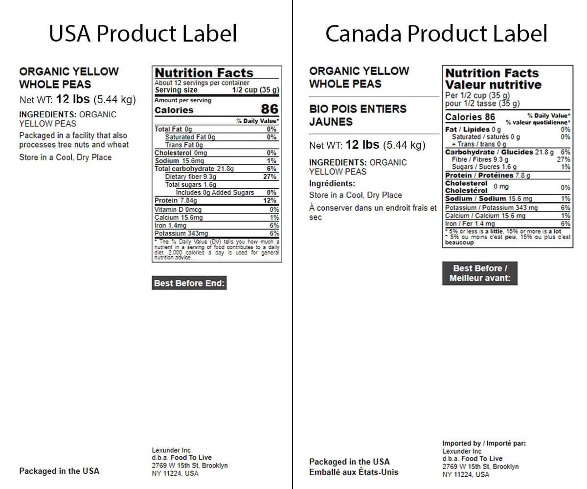 Food to Live - Organic Whole Yellow Peas, 12 Pounds - Dry Non-GMO Pulses. Great for Soups, Stews & More! Good Source of Protein