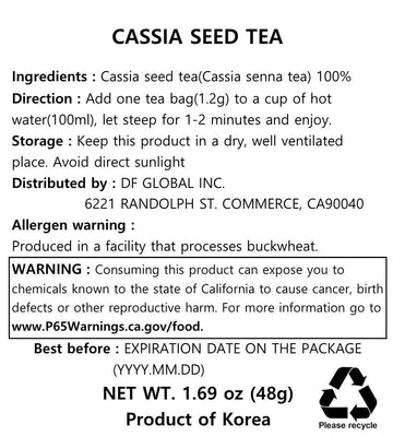 Damtuh Cassia Seed Tea - 1.2G X 40 Count (Pack Of 1)