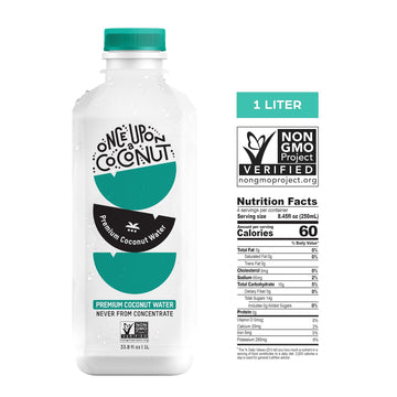 Once Upon A Coconut Premium Coconut Water 1L - Low Calorie Drink With Electrolytes - Non-Gmo - Gluten-Free - Pack Of 12 (Each 33