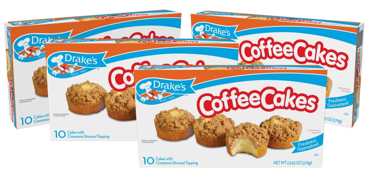 Drake'S Coffee Cakes, 40 Individually Wrapped Breakfast Pastries, Tan 133, Cinnamon, 52.12 Oz (Pack Of 4)