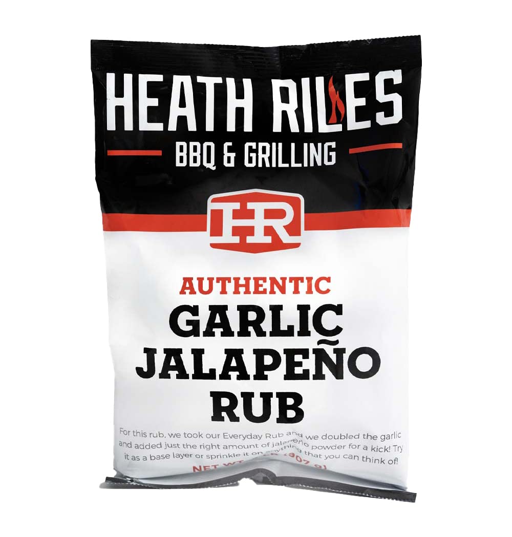 Heath Riles BBQ Rub - Garlic Jalapeño Seasoning, 32 oz, Champion Pitmaster Recipe for Smoking & Grilling