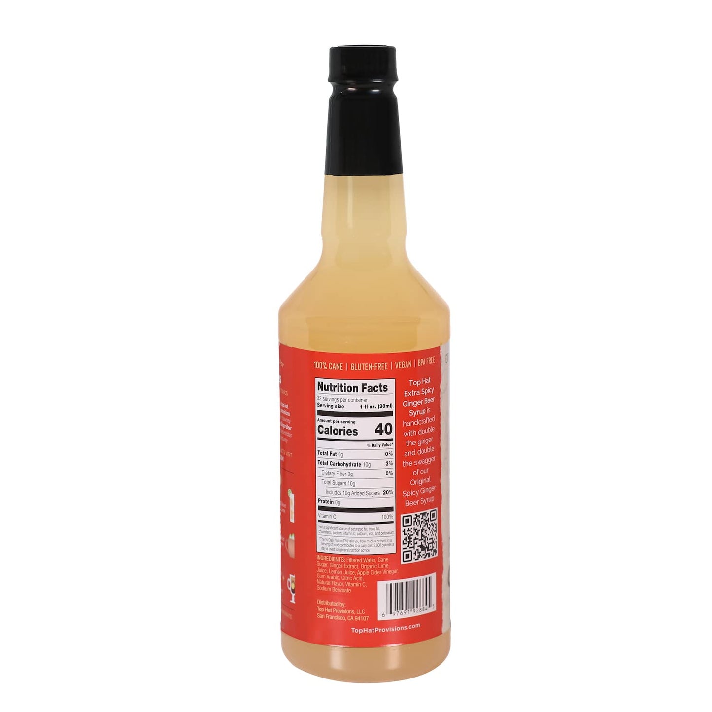 Top Hat Provisions Ginger malt-inspired Syrup - Extra Spicy - 32 Fl Oz Bottle - Moscow Mule Mix