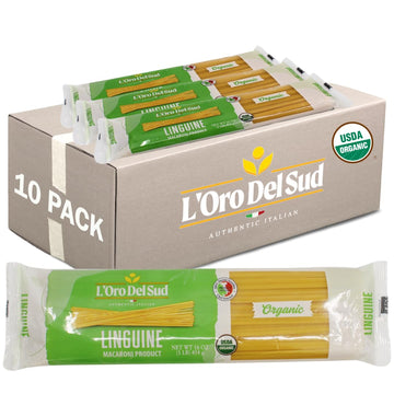 Organic Linguine,100% Durum Wheat, Italian Pasta, Premium Quality Product of Italy (10 pack x 16 Oz) Non GMO, Vegan, Kosher Cert