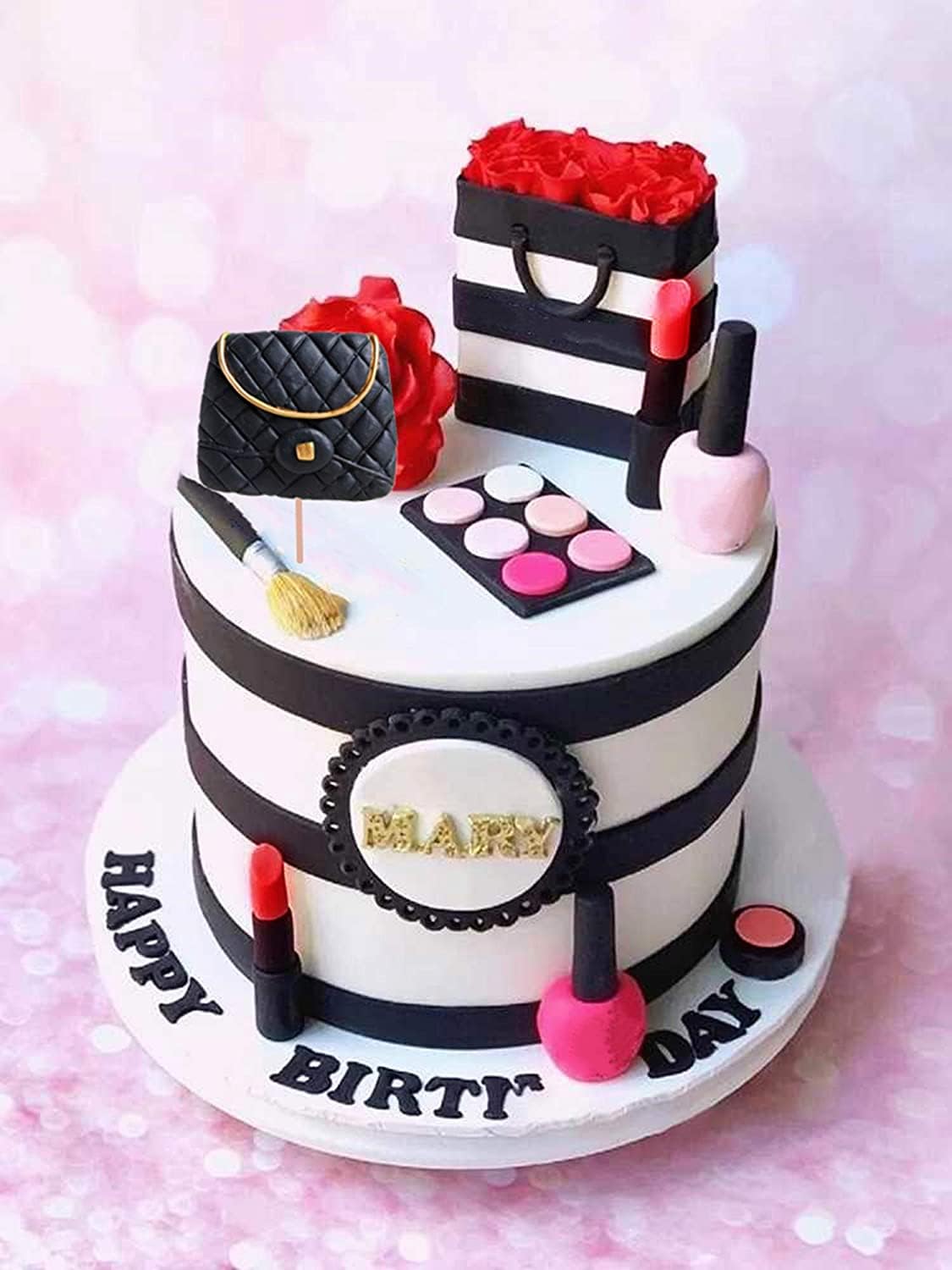 Jevenis Makeup Cake Decorations Spa Birthday Cake Topper Spa Party Supplies Salon Birthday Decoration