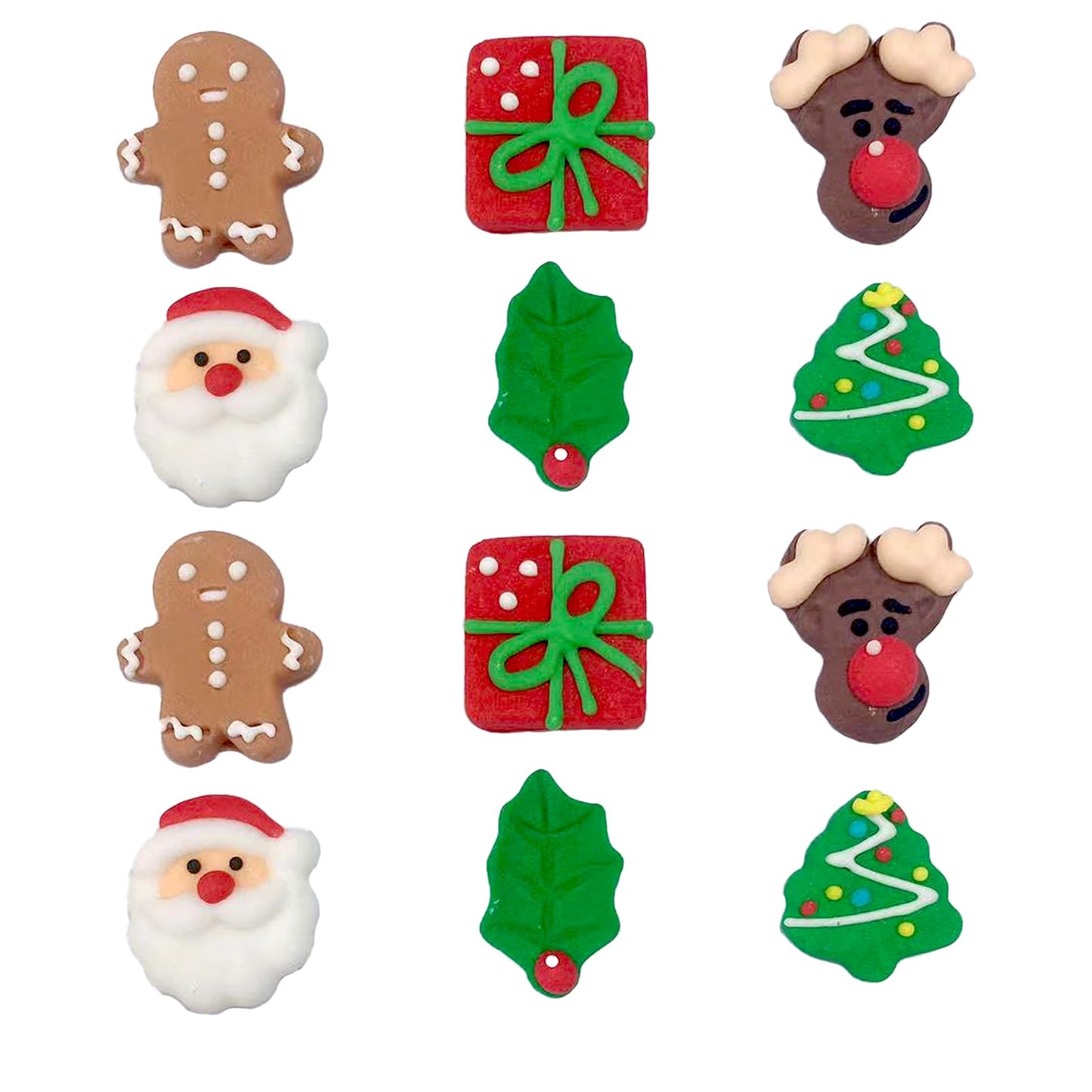 Sentovac 12 Pcs Christmas Icing Decoration Santa Claus Christmas Tree Christmas Leaf Gingerbread Man Deer Head Gifts Mix Candy D
