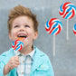 Fruidles Round Patriotic Lollipop, Mixed Fruit Flavor, 1.5 Inch, 12-Pack, Red, White, Blue