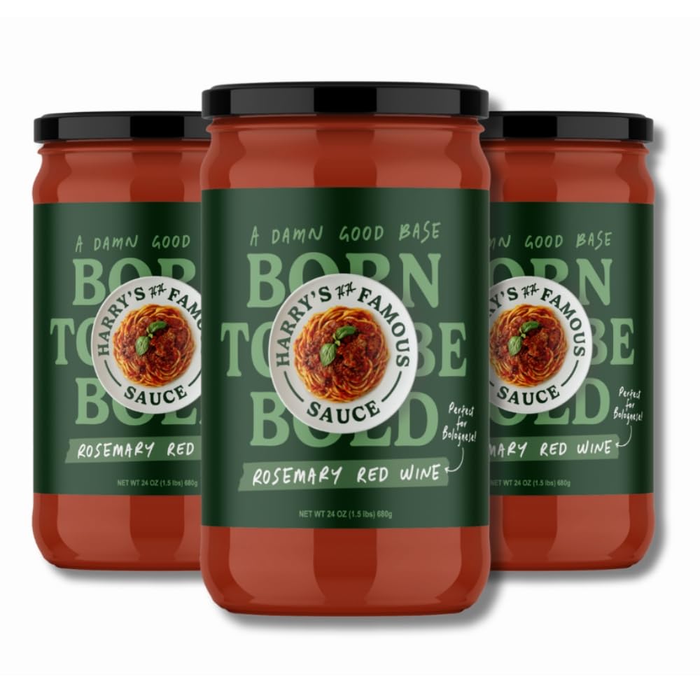 HarryS Famous Sauce Rosemary Red Beverage-Inspired Base  3-Pack  24Oz  Pasta Sauce  Gluten-Free  Vegetarian  Keto-Friendly  No Sugar Added  Us-Grown Tomatoes