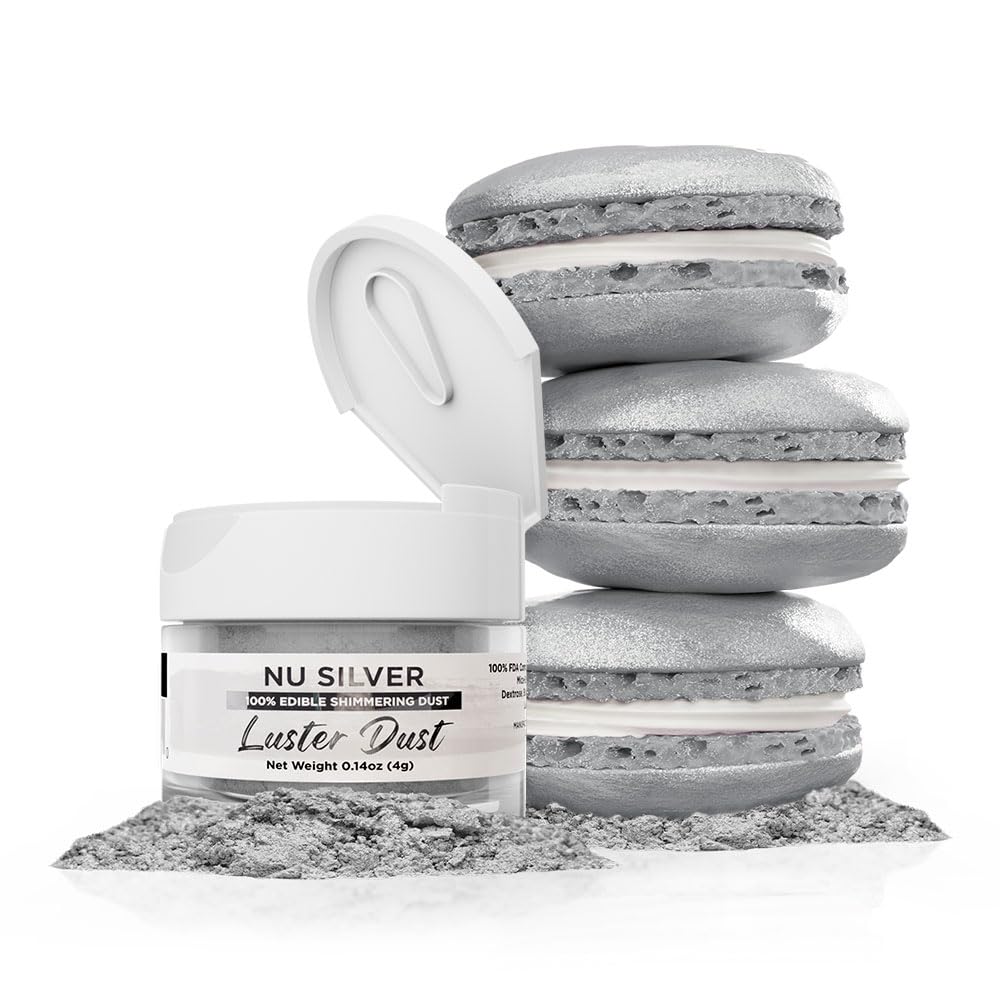 Bakell Edible Luster Dust | Nu Silver | 4g | Food Grade & Kosher | Model FLD112