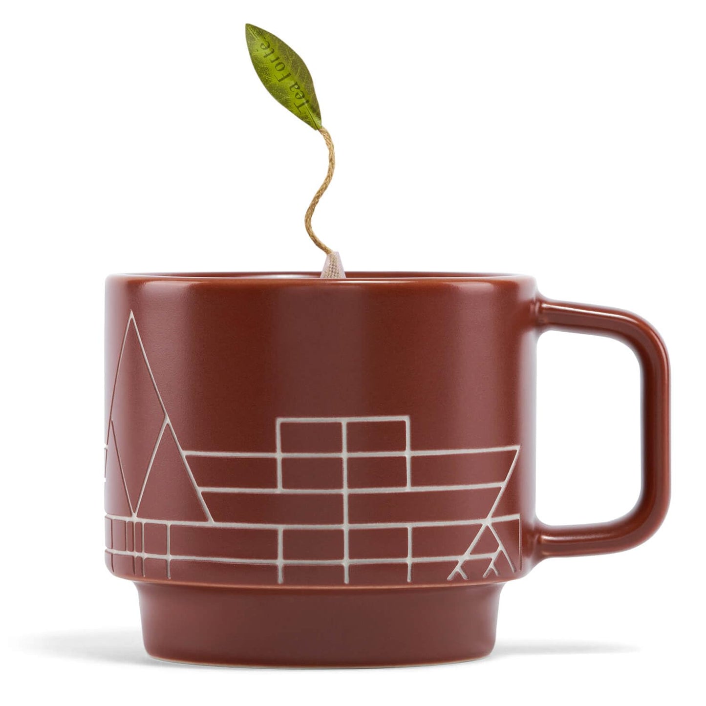 Tea Forte Frank Lloyd Wright 3-Piece Tea Gift Set With Sienna Stoneware Cup With Tea Tray And 10 Count Mini Presentation Box, 2