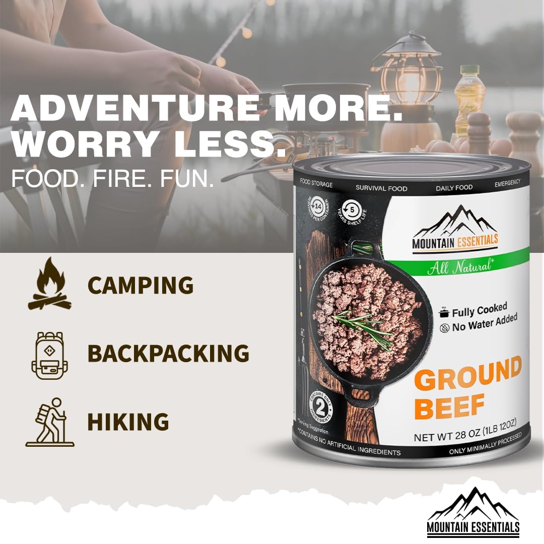 MOUNTAIN ESSENTIALS Canned Meat Variety Pack – 12 Pack, 28 Oz – Includes Beef, Chicken, Turkey, Pork – Ready to Eat Pantry Staples