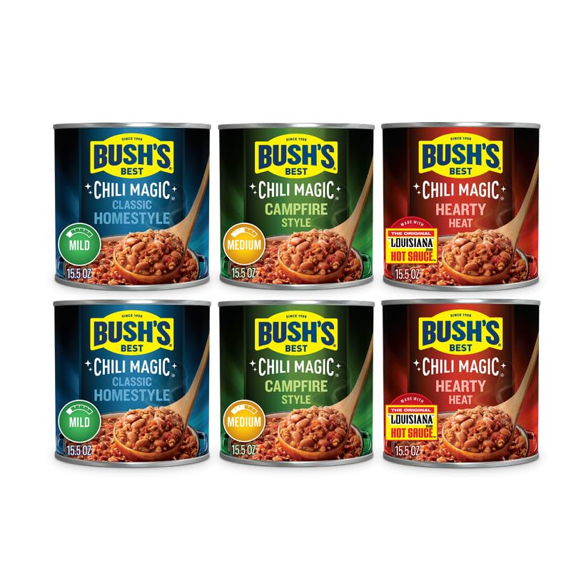 Bush's Best Chili Magic, Chili Starter Blends Variety Pack, 2 Cans of Each Flavor, 6 Total Cans, 15.5 OZ Per Can (Classic Homest