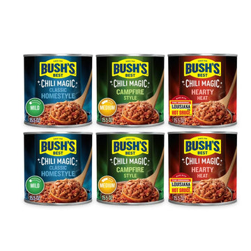 Bush's Best Chili Magic, Chili Starter Blends Variety Pack, 2 Cans of Each Flavor, 6 Total Cans, 15.5 OZ Per Can (Classic Homest
