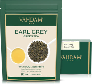 Vahdam, Earl Grey Citrus Green Tea Loose Leaf (100 Cups) Loose Leaf Earl Grey Green Tea With Pure Bergamot Oil  High Elevation G