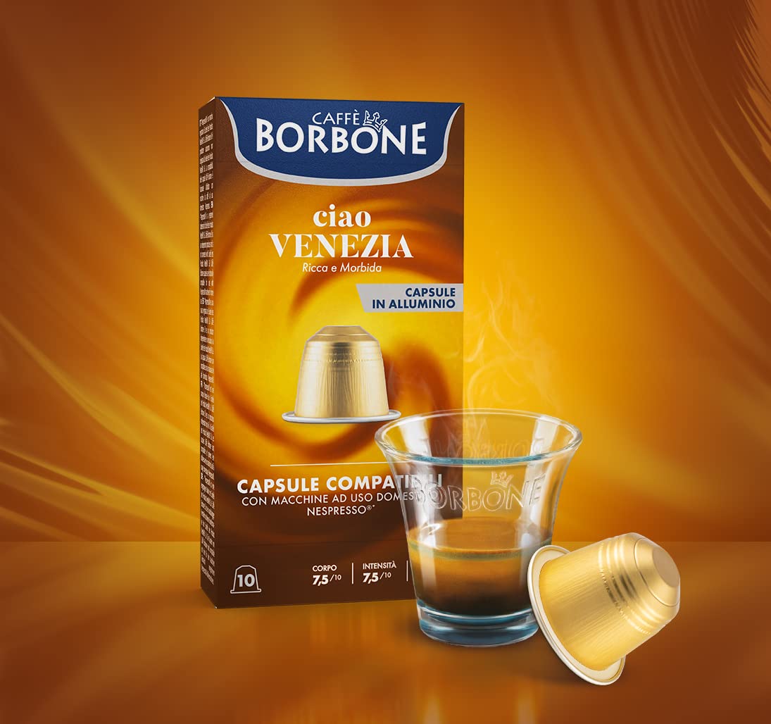 Caffè Borbone Ciao Venezia Aluminum Capsules Compatible With Nespresso Original Machines, Medium Roast, 100 Count