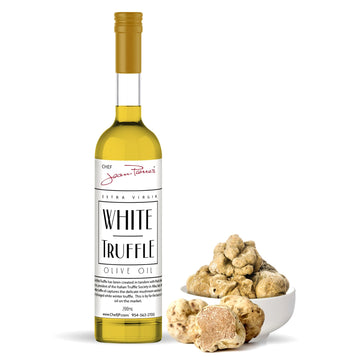 Chef Jean Pierre's Extra Virgin White Truffle Olive Oil - 200ml (7oz) Glass Bottle - Naturally Infused with Sweet and Tangy Flav