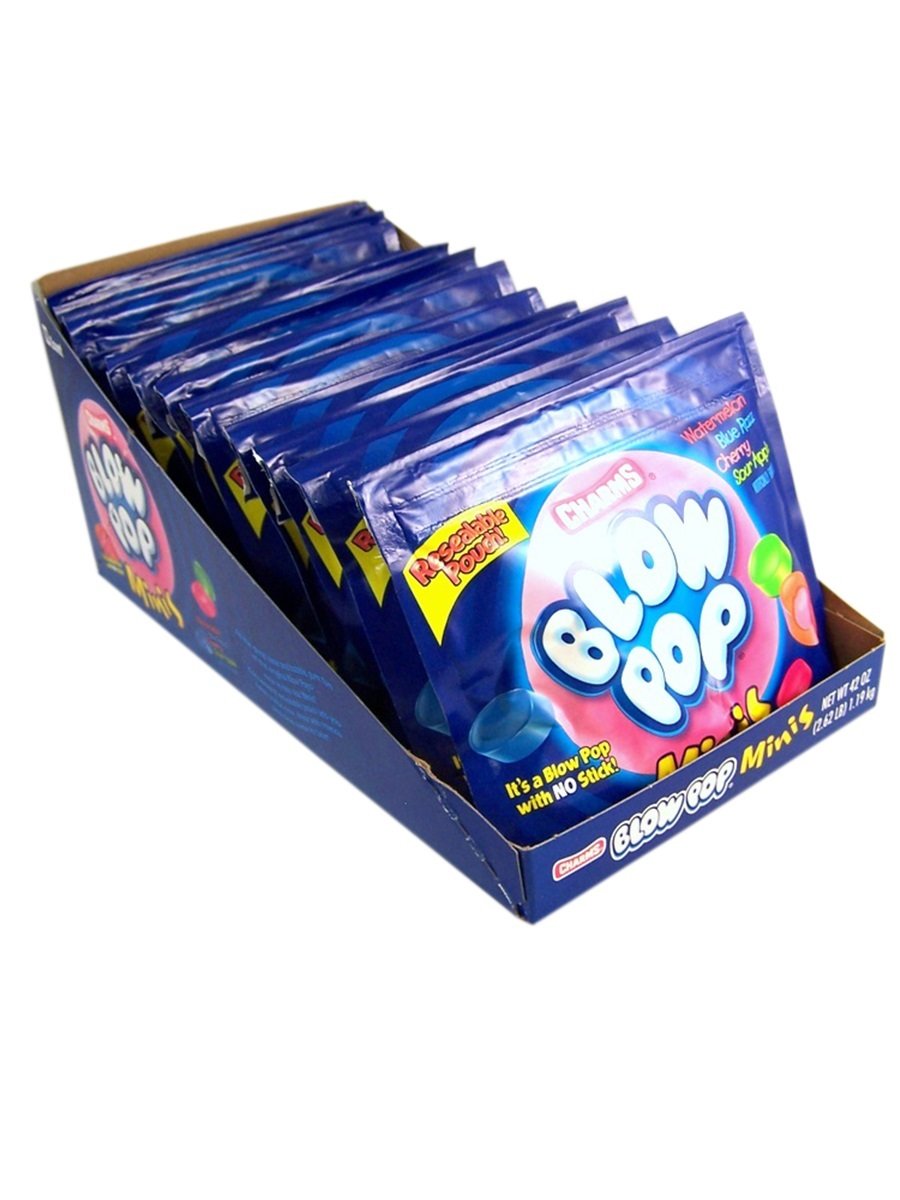 Charms Blow Pops Minis Candy, 3.5 Oz Resealable Pouch, Case Of 12