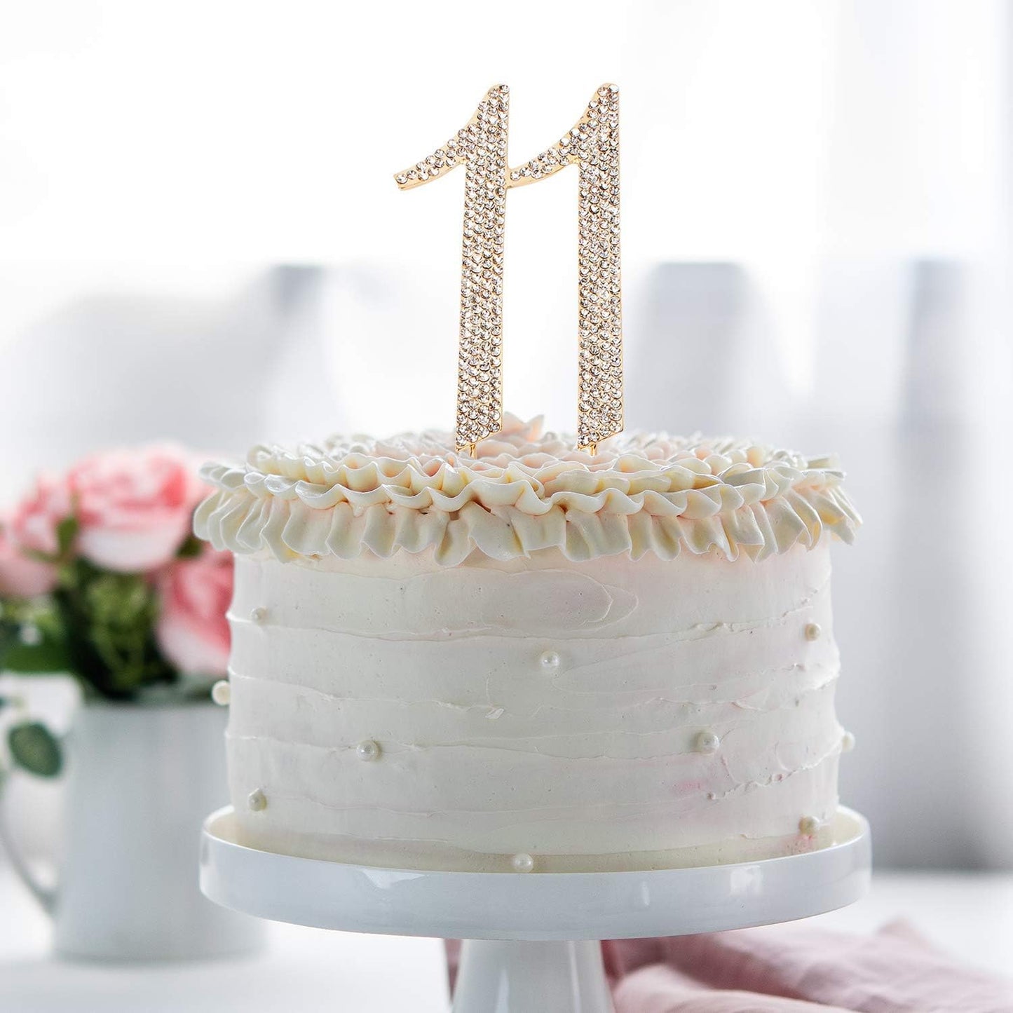Hatcher Lee Bling Crystal Rhinestone 11 Birthday Cake Topper - Best Keepsake | 11Th Party Decorations Gold