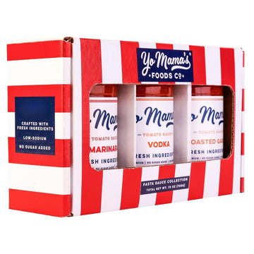 Yo Mama’s Foods Gourmet Keto Gift Set - Marinara, spirit-inspired flavor, Roasted Garlic Sauces - 1.56 lb (Pack of 3) - Low Sugar, Gluten-Free