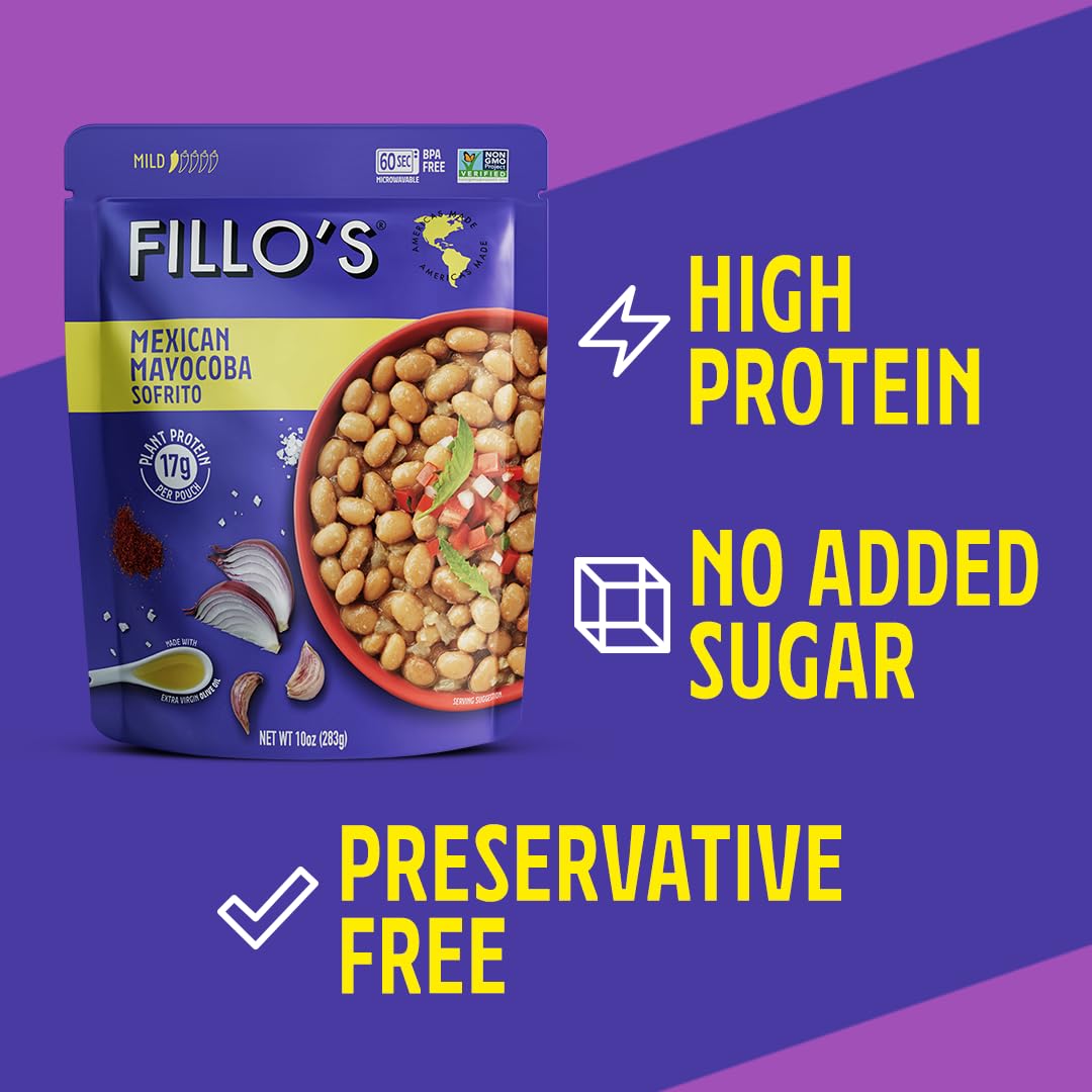 Fillo'S Mexican Mayocoba Beans - Ready To Eat Beans, Gluten-Free, Preservative-Free, Microwavable, Non-Gmo, Vegan Friendly, Plan