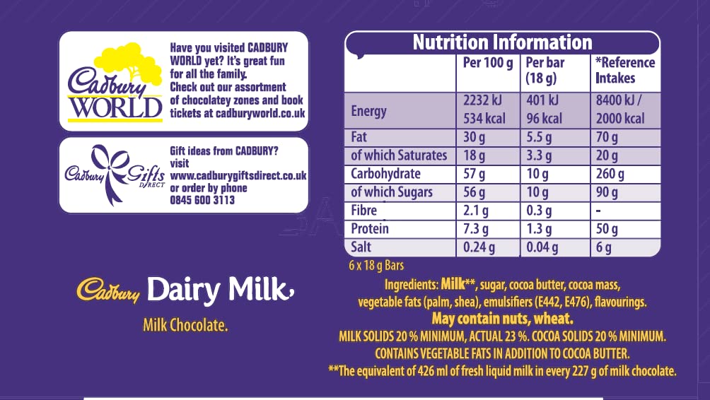 Cadbury Dairy Milk For Kids Original Chocolate Bars, 108G, Imported From The Uk