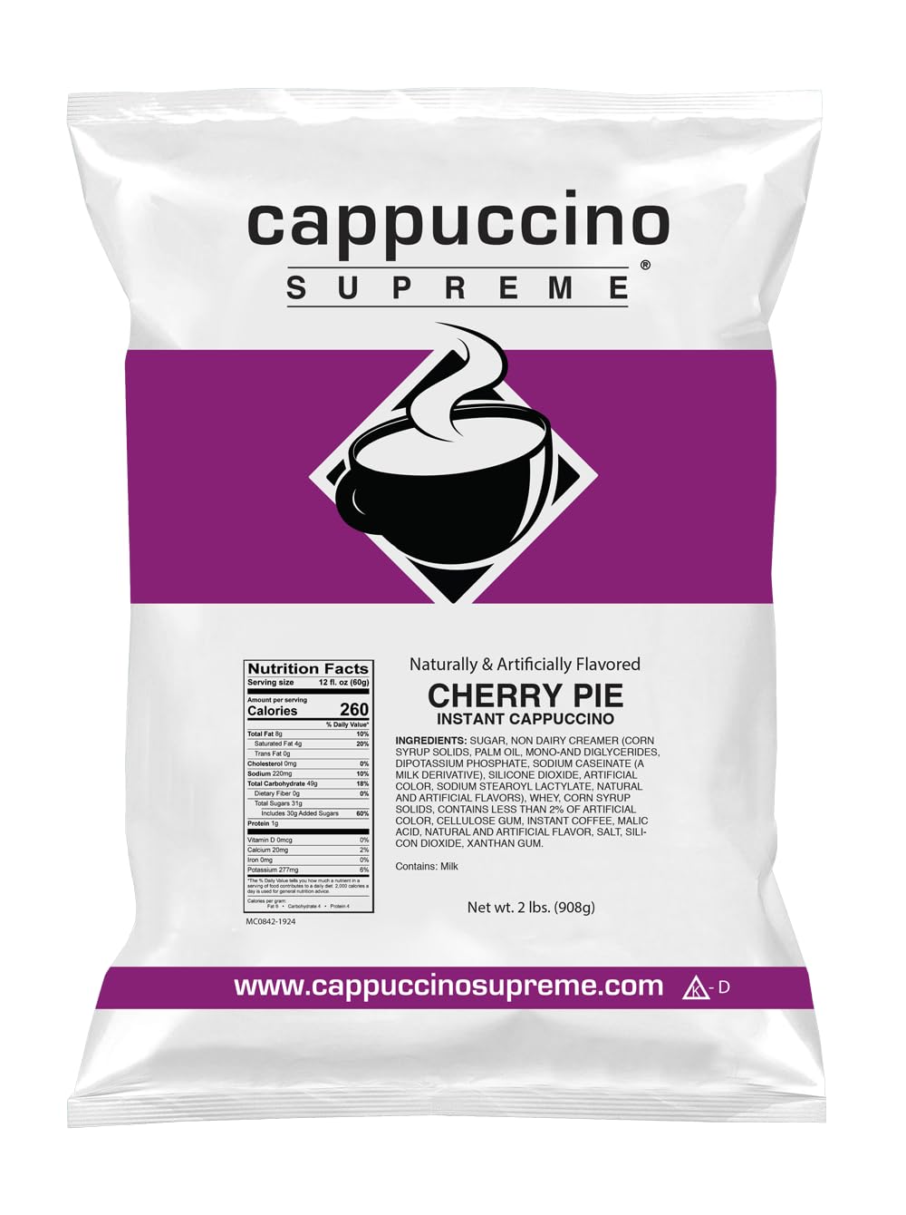 Cappuccino Supreme Instant Cappuccino Mix - Cherry Pie Flavor - 32 Ounce Bag