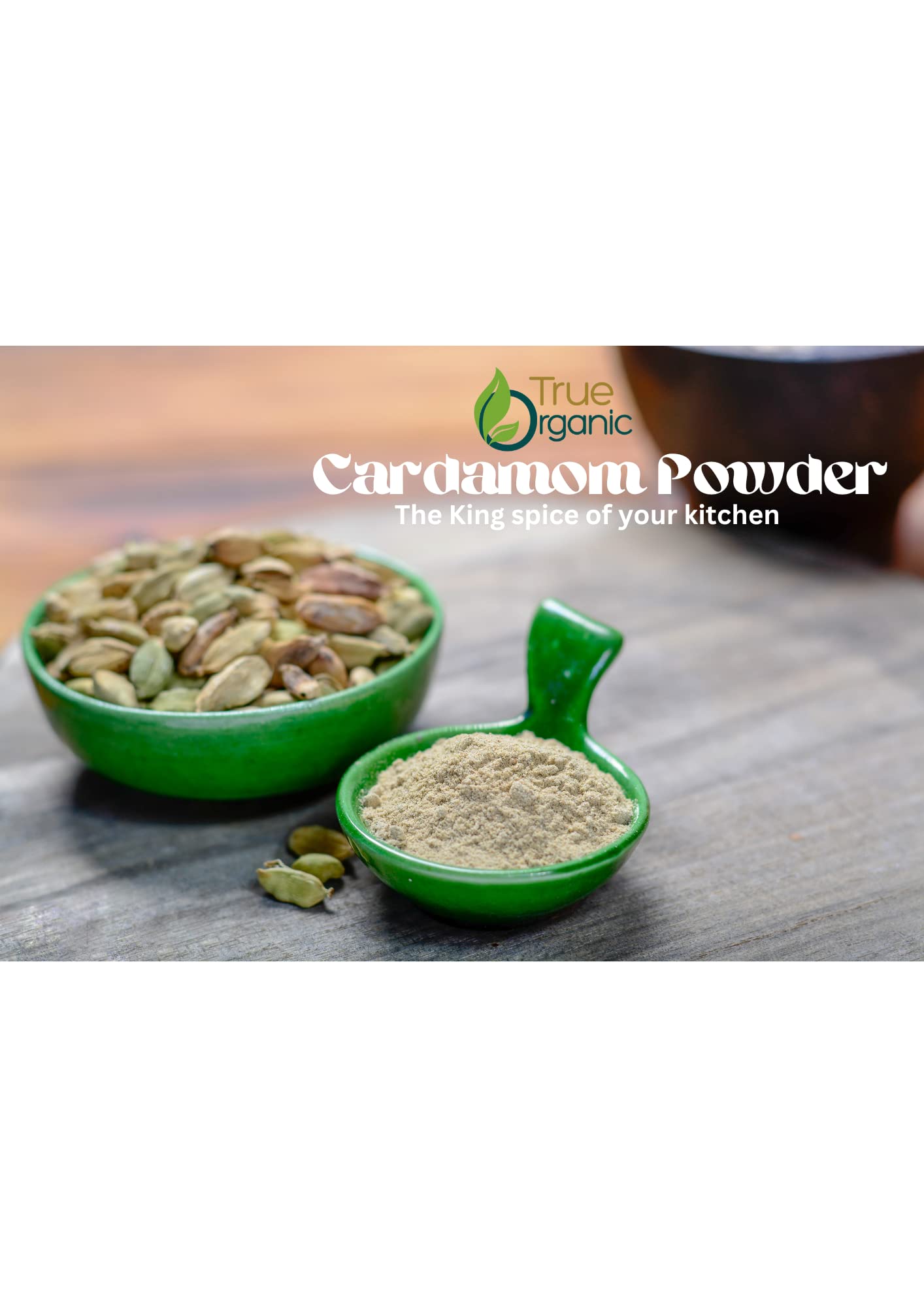 True Organic Cardamom Powder 3.5 Oz - Certified Organic, Usda & Kosher Certified, Pure Ceylon Premium Quality