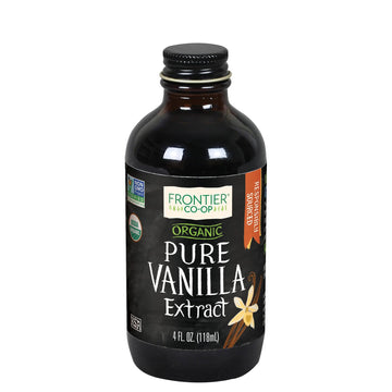 Frontier Organic Vanilla Extract, 4-Ounce Glass Jar, Certified Organic, Buttery Sweet With No Added Sugars