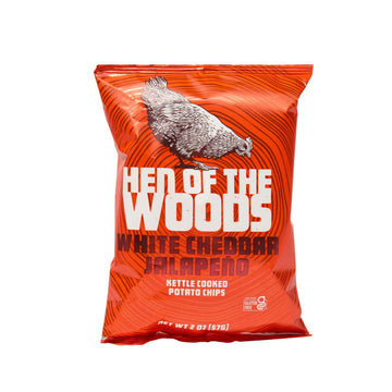 Hen Of The Woods Kettle Cooked Potato Chips, White Cheddar Jalapeno Flavor, 2 Ounce Bag, 12-Pack