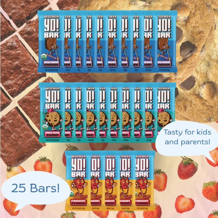 Yo! Bar By Bearded Brothers Vegan Organic Kids Bar | Gluten Free, Paleo And Whole 30 | Soy Free, Non-Gmo, Low Glycemic, No Sugar Added, Fiber + Whole Foods | Variety 3 Flavor Pack | 25 Bars