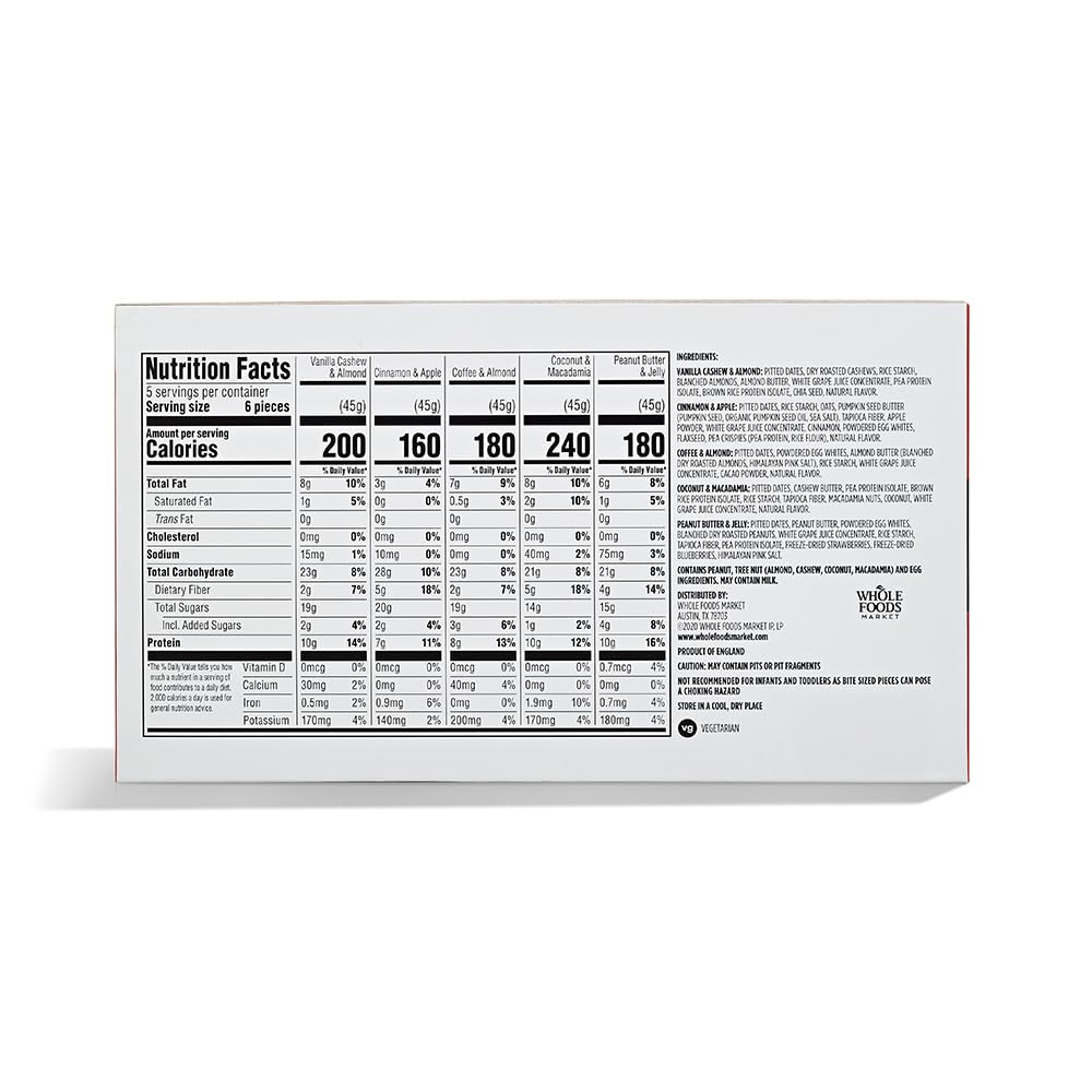365 by Whole Foods Market, Protein Chewy Bites, Variety Pack, 1.58 Ounce, Pack of 5