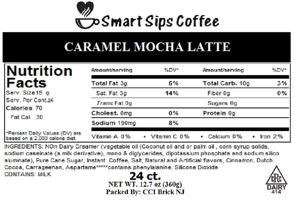 Smart Sips Coffee Caramel Mocha Latte Pods for Keurig K-Cup malt-inspired, 24 Count, Compatible with K-Cup Machines