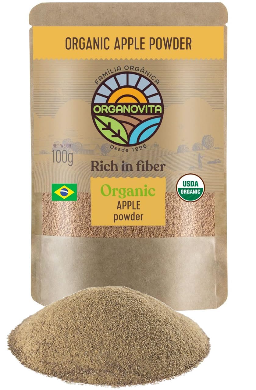 Organic Apple Powder - Blend In Smoothies, High Fiber Content, Made W/Cold-Pressed Natural Ingredients, Gluten-Free, All Purpose