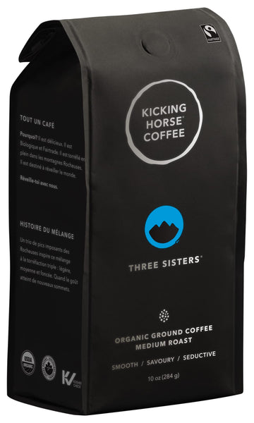 Three Sisters, Kicking Horse Coffee, Medium Roast, Ground, 10 Oz - Certified Organic, Fairtrade, Kosher Coffee