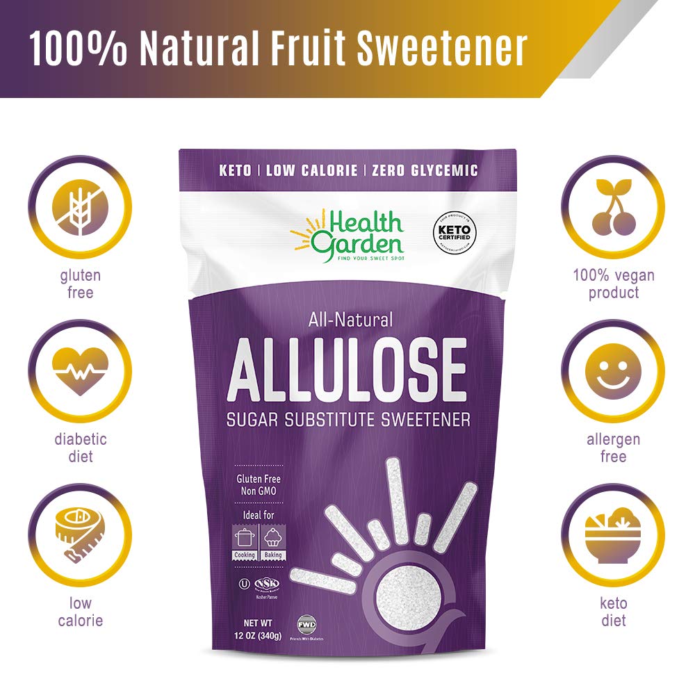 Health Garden Allulose Sweetener - Gluten and Sugar Free - Zero Net Carb - Non GMO - Kosher - Keto Friendly (2.5 LB)