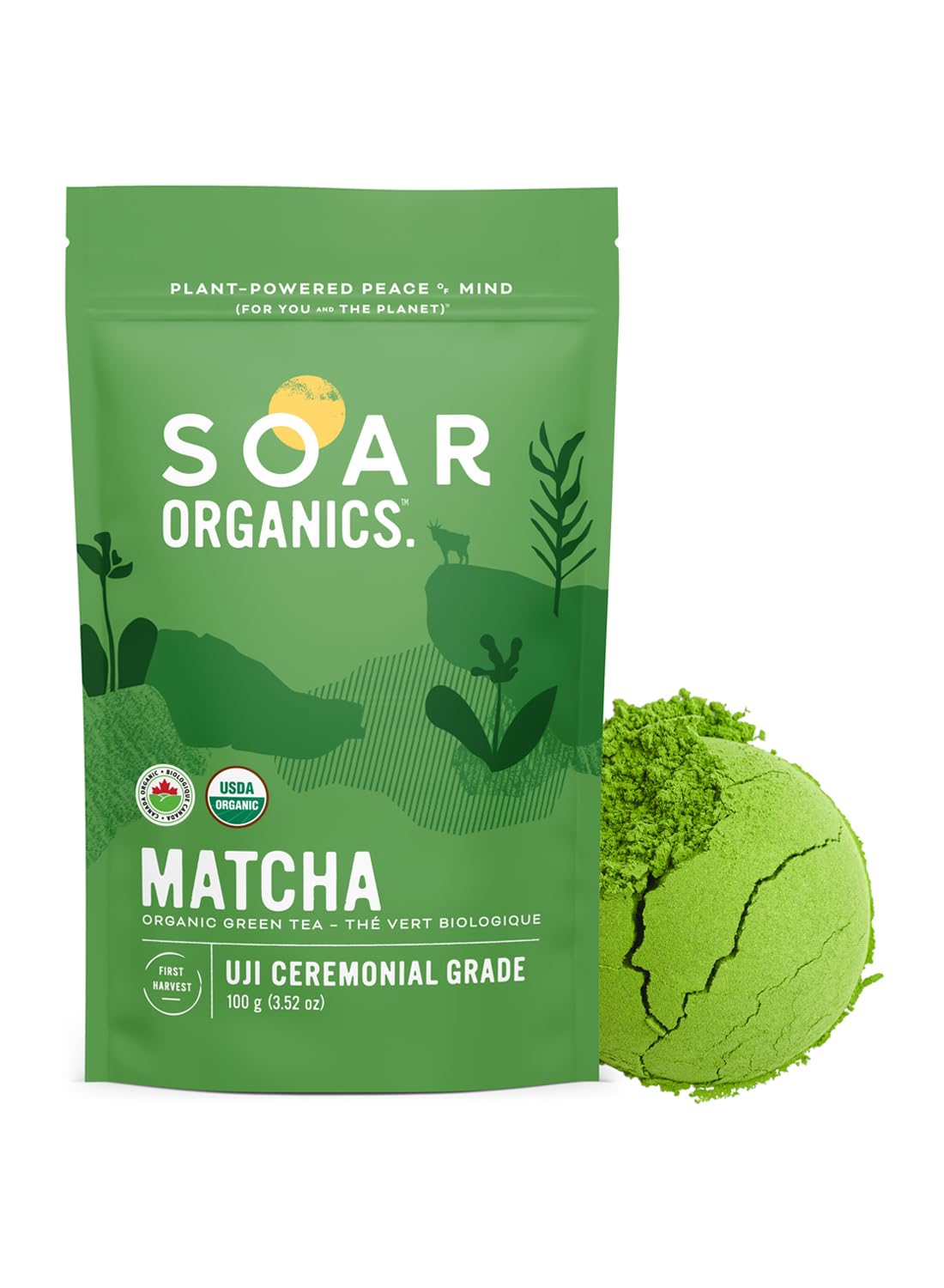 Soar Organics Uji Ceremonial Grade Matcha Green Tea Powder - Authentic Japanese Origin - 3.52 oz
