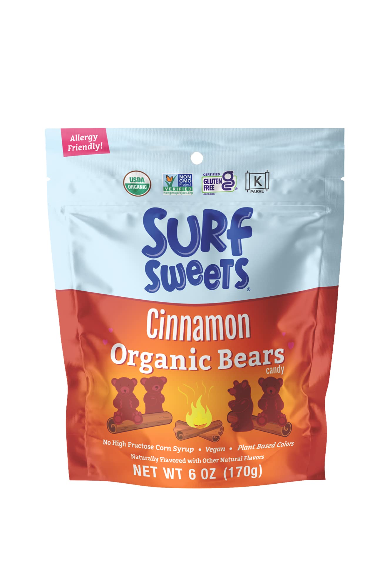 Surf Sweets Organic Bears, Cinnamon, Usda Organic, Vegan, Gluten Free & Non-Gmo, 6 Oz (Pack Of 8)