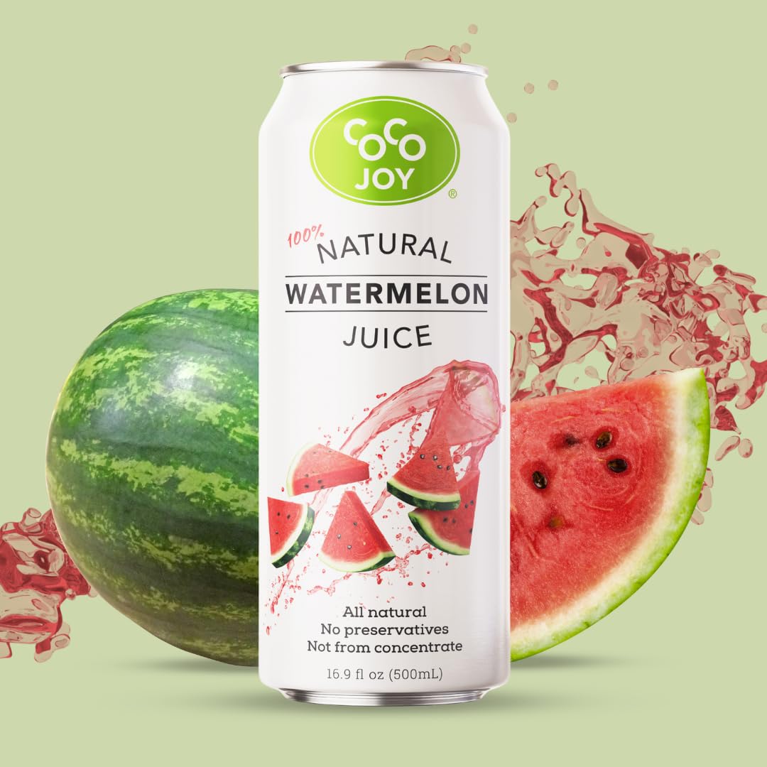 CoCo Joy 100% Natural Watermelon Juice, (12-Pack) Low-Calorie Watermelon Drink