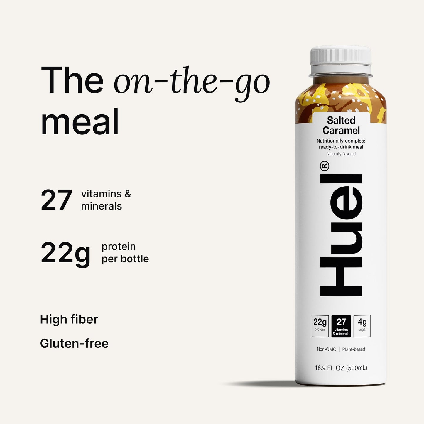 Huel Ready-to-Drink | Salted Caramel Meal Replacement Drink | High Protein Drink | Nutritionally Complete  Low Sugar  High Fiber  Plant Based  Vegan  Healthy | 22g Protein Per Bottle  16.9 Fl Oz (12 Pack)