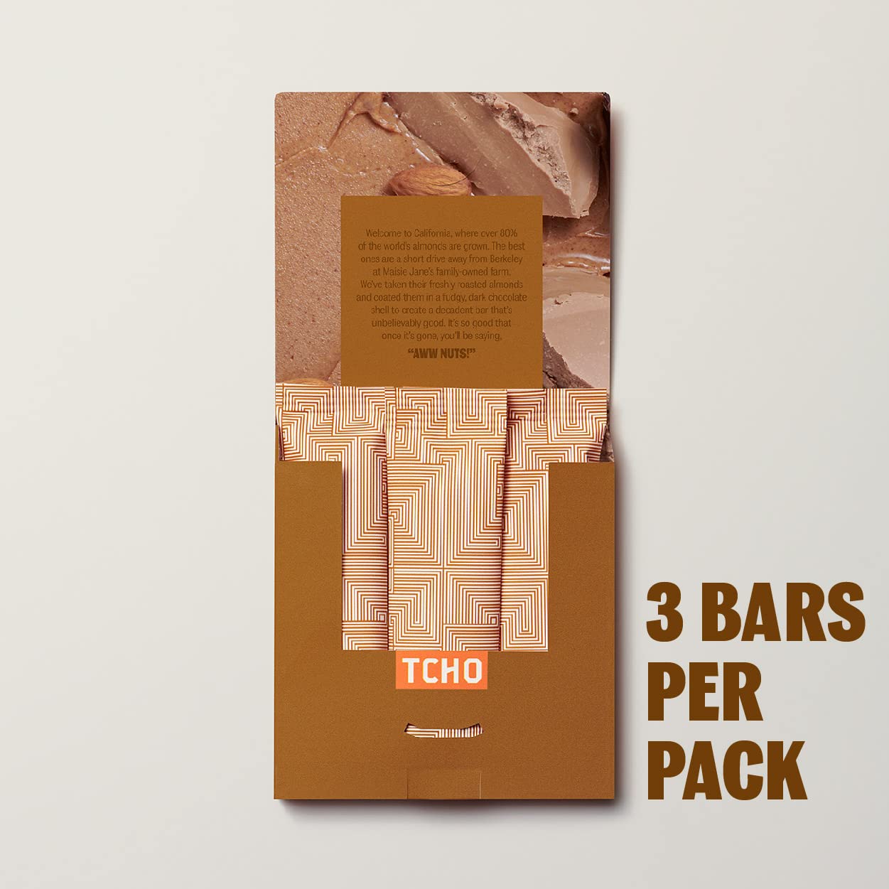 Tcho Aww Nuts! Dark Chocolate Bars (5 Pack) | Single Origin, Plant Based, Organic & Fair Trade, | Non Gmo, Non-Dairy, Vegan, Soy