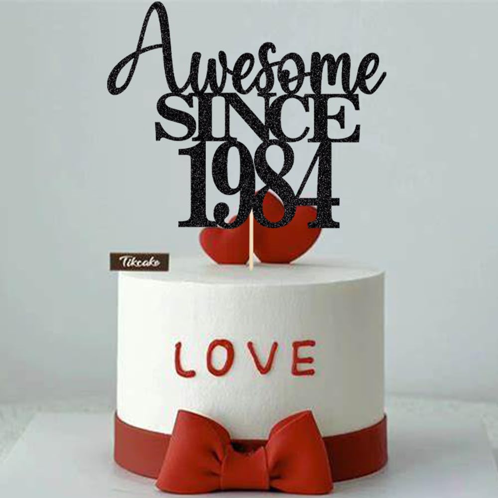 40Th Awesome Since 1984 Cake Topper Cheers To 40 Years Birthday Cake Pick 40 Fabulous Cake Decoration For Happy 40Th Birthday An