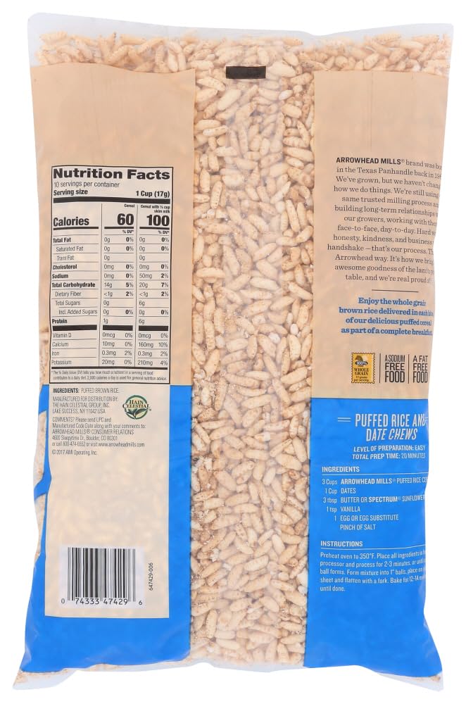 Arrowhead Mills Puffed Rice Cereal, 6 Oz Bag (Pack Of 3)