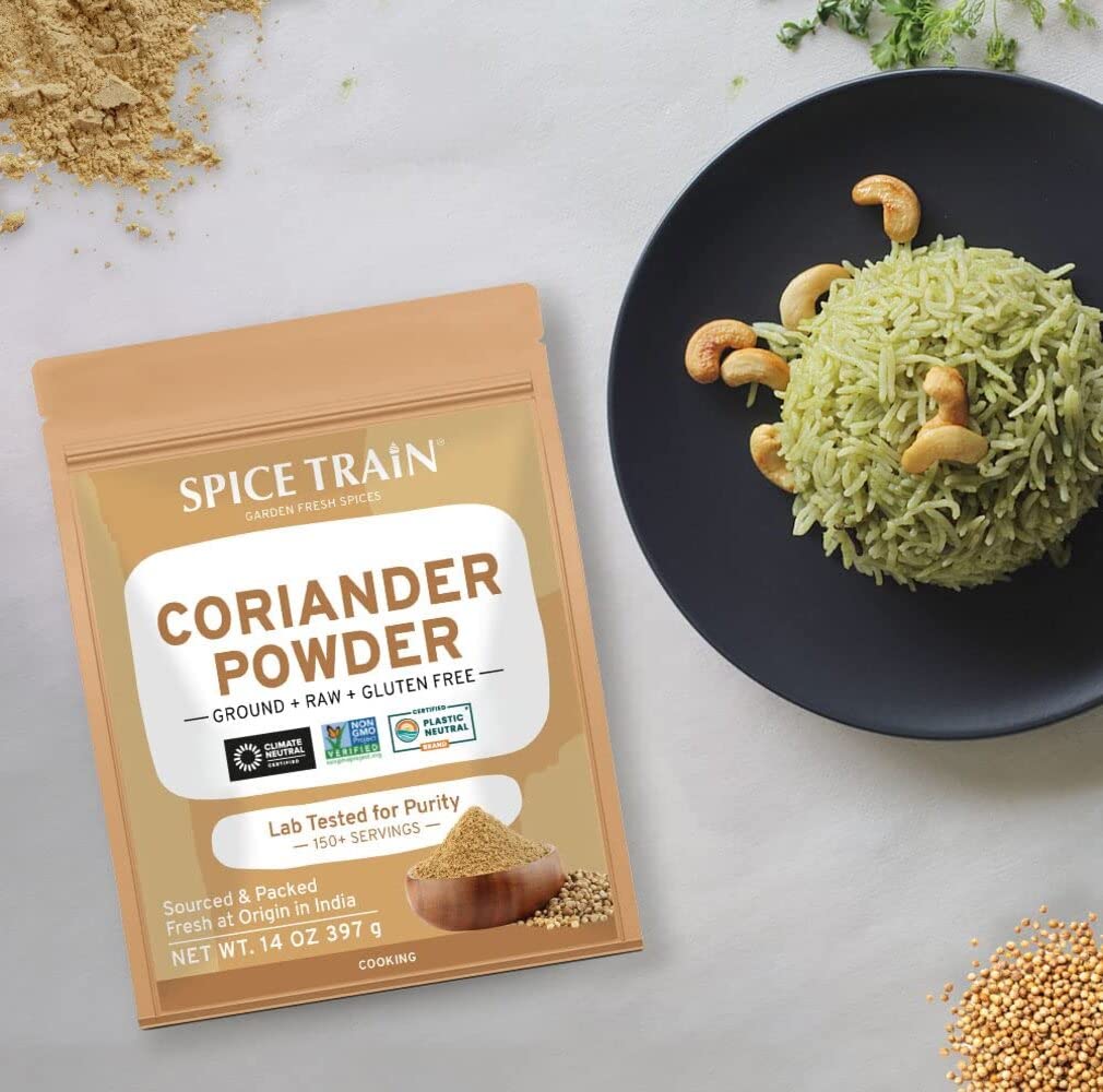 Spice Train Coriander Powder (397G14Oz) Non Gmo, Gluten Free, 100% Raw, Sourced From India, Ground Spice For Cooking, Packed In
