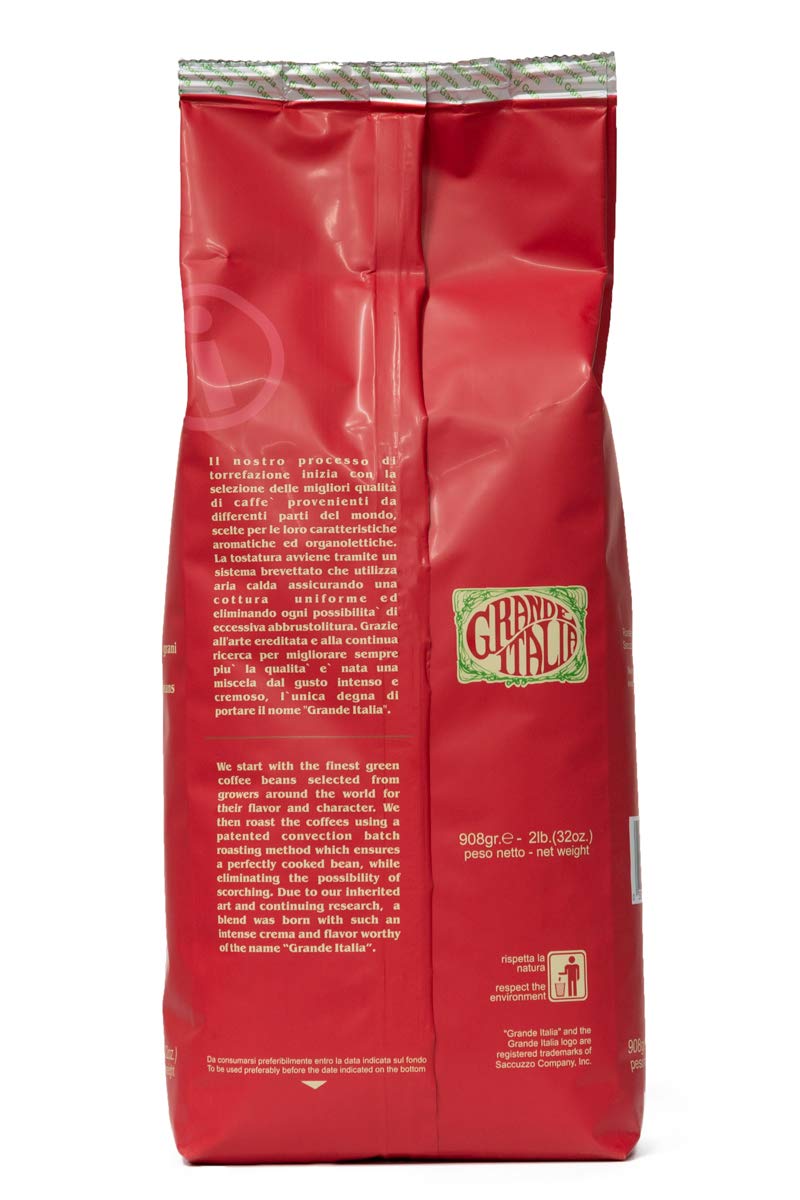 Grande Italia Espresso; Small Batch Artisan Roasted; Originale, Medium Roast (2Lb Bag, Pack Of 2)