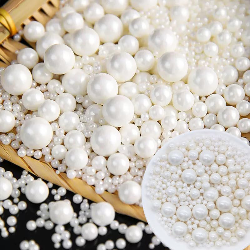 Mkostlich Pearl Sprinkles Mix - White Edible Pearls for Cake Decorating, 500g/1.1lb